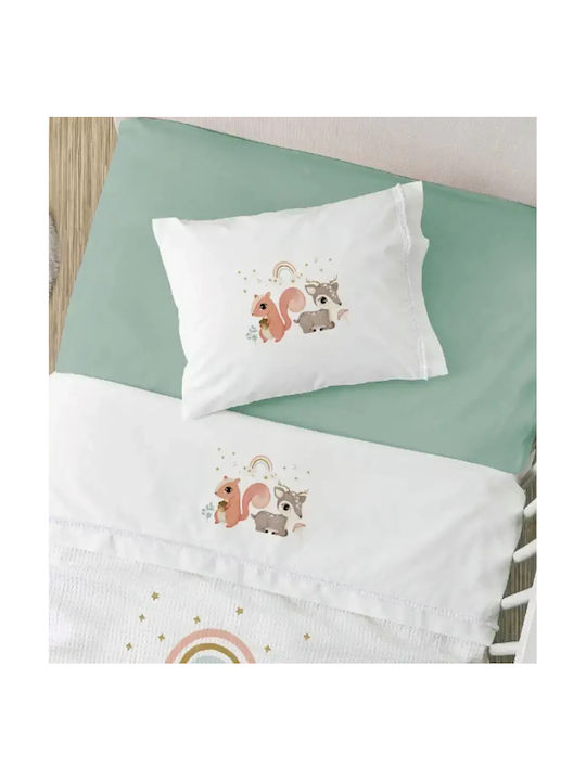Borea Set Baby Sheets Crib Cotton Woodland White 120x160cm
