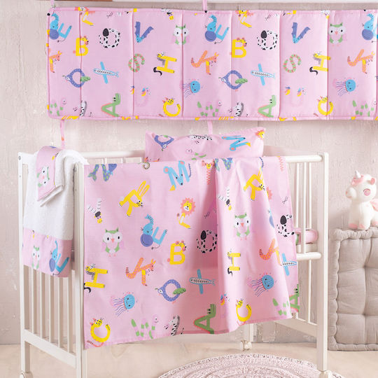 Rythmos Сет Бебешки Чаршафи За Кошара Памучни Розови 120x160см 3бр