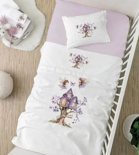Borea Set Baby Sheets Crib Cotton Magic White 120x160cm