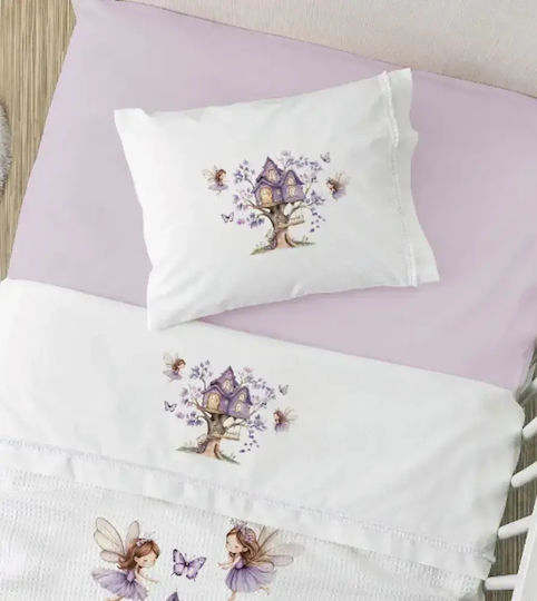 Borea Set Baby Sheets Crib Cotton Magic White 120x160cm