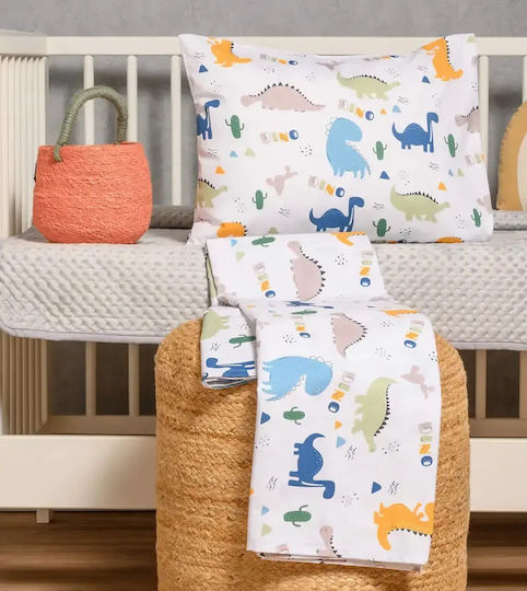 Melinen Set Baby Sheets Crib Cotton Satin Fitted Blue 70x140cm 3pcs
