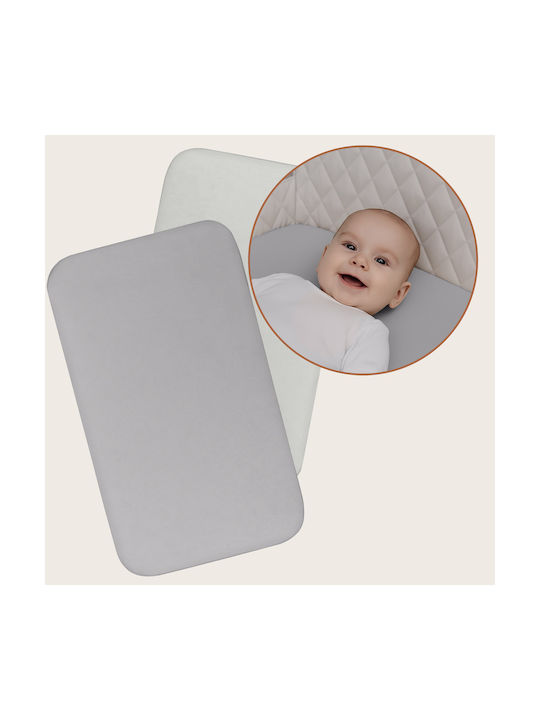 Lionelo Set Lenjerii de Pat Bebe Pentru Leagăn Din Bumbac cu Elastic Albe 80x42cm LO-BAMBOO_SHEET_OFF_WHITE_GREY_80x42