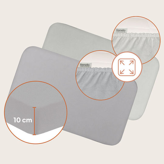 Lionelo Set Baby Sheets Cradle Cotton Fitted White 80x42cm LO-BAMBOO_SHEET_OFF_WHITE_GREY_80x42