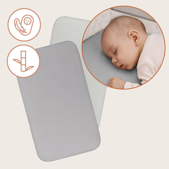 Lionelo Set Baby Sheets Cradle Cotton Fitted White 80x42cm LO-BAMBOO_SHEET_OFF_WHITE_GREY_80x42