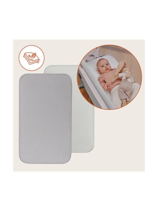 Lionelo Set Lenjerii de Pat Bebe Pentru Leagăn Din Bumbac cu Elastic Albe 80x42cm LO-BAMBOO_SHEET_OFF_WHITE_GREY_80x42
