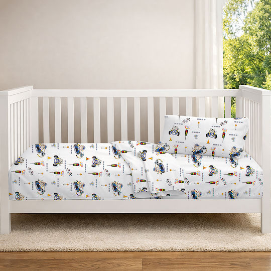 Dimcol Set Baby Crib Cotton Sheets Animal Grand Prix 589 Multicolour 120x160cm 3 Pieces