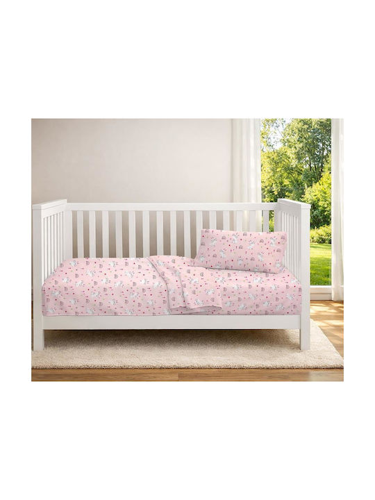 Dimcol Set Baby Crib Cotton Sheets Rabbit Garden 585 Multicolour 120x160cm 3 Pieces