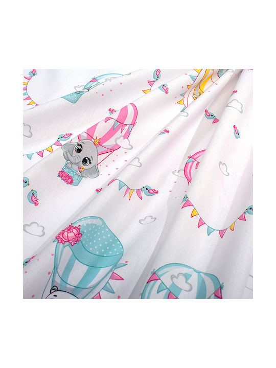 Dimcol Set Baby Crib Cotton Sheets The Floating Zoo Multicolour 120x160cm 3 Pieces