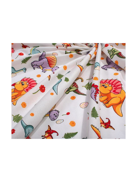 Dimcol Set Baby Crib Cotton Sheets Dinosaur 520 Multicolour 120x160cm 3 Pieces
