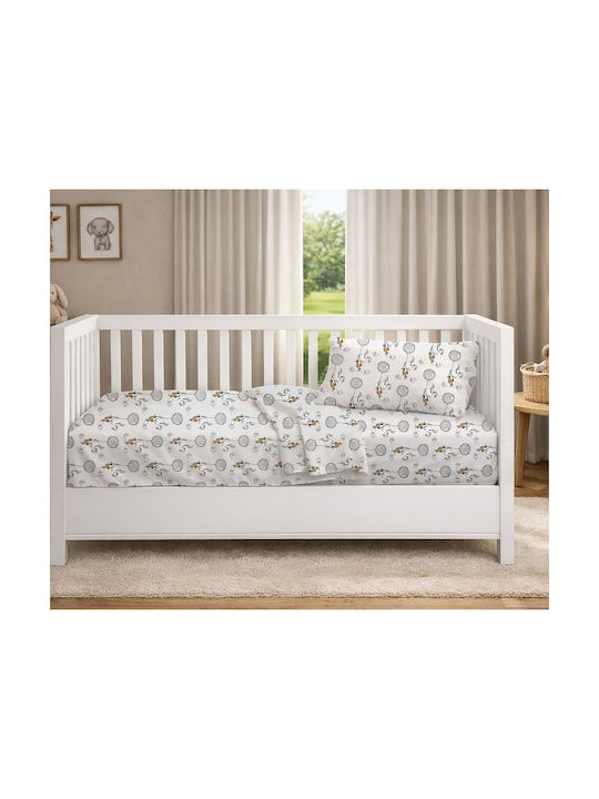 Dimcol Baby Bettlaken Für Krippe Baumwolle Angepasst Floating Bunny 715 Grau 70x140cm