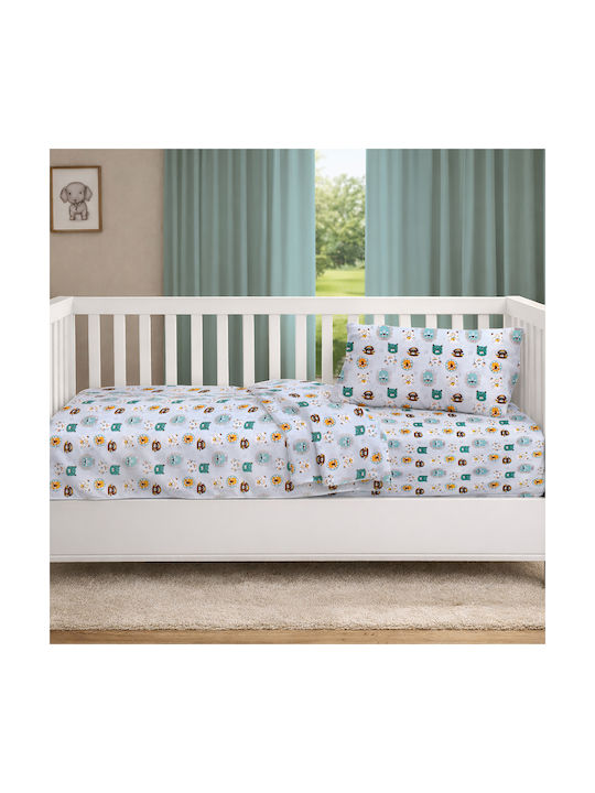 Dimcol Set Baby Crib Cotton Sheets Big Cats 28 Multicolour 120x160cm 3 Pieces