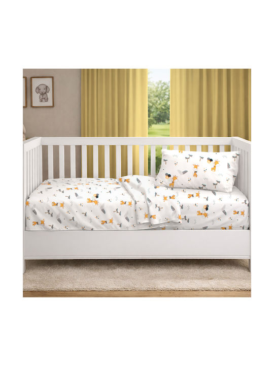 Dimcol Set Baby Crib Cotton Sheets Giraffe Multicolour 120x160cm 3 Pieces