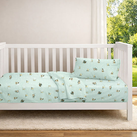 Dimcol Set Baby Crib Cotton Sheets Bear's Playtime 593 Multicolour 120x160cm 3 Pieces
