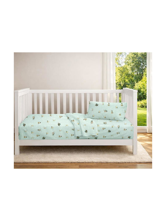 Dimcol Set Baby Crib Cotton Sheets Bear's Playtime 593 Multicolour 120x160cm 3 Pieces