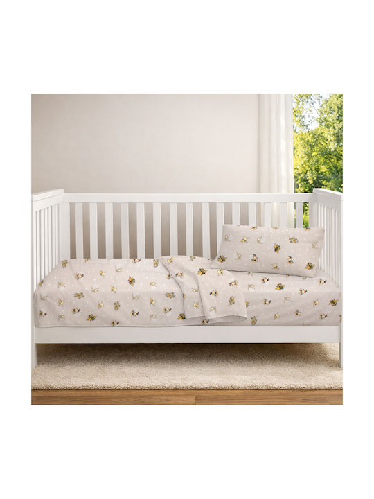 Dimcol Set Baby Crib Cotton Sheets Bear's Playtime 592 Multicolour 120x160cm 3 Pieces