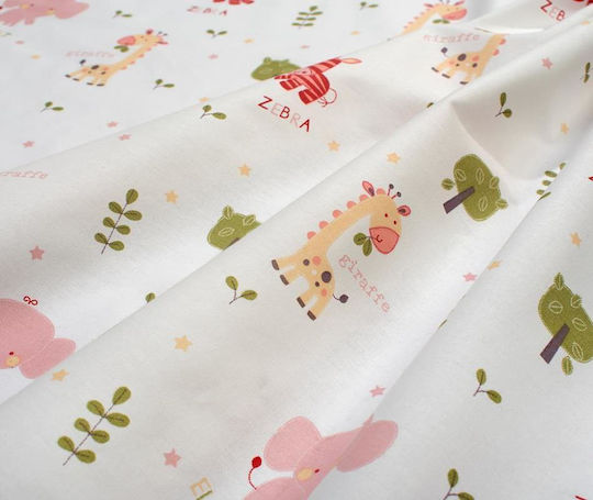 Dimcol Set Baby Crib Cotton Sheets Happy Safari 712 Multicolour 120x160cm 3 Pieces