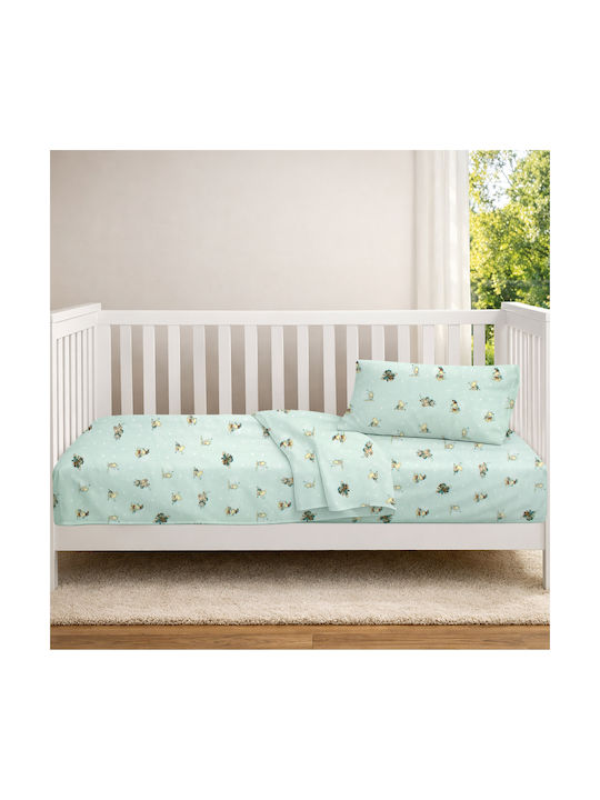 Dimcol Set Baby Crib Cotton Sheets Bear's Playtime 593 Multicolour 120x160cm 3 Pieces