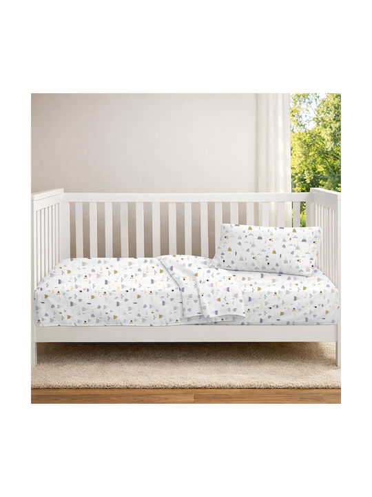 Dimcol Set Baby Crib Cotton Sheets Whimsical Mountainside 588 Multicolour 120x160cm 3 Pieces