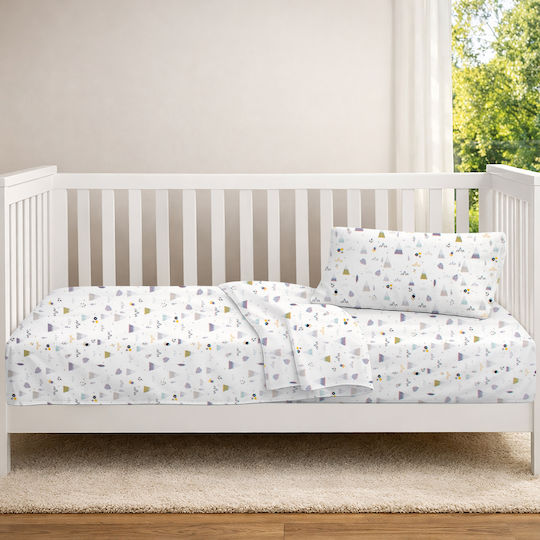 Dimcol Set Baby Crib Cotton Sheets Whimsical Mountainside 588 Multicolour 120x160cm 3 Pieces
