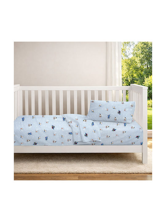 Dimcol Set Baby Crib Cotton Sheets Bear's Playtime 591 Multicolour 120x160cm 3 Pieces