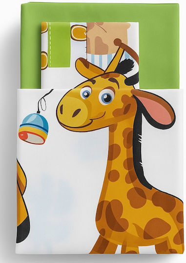 Beboulino Orange Giraffe Baby Sheets Set Crib Cotton Multicolored 95x150cm 2pcs