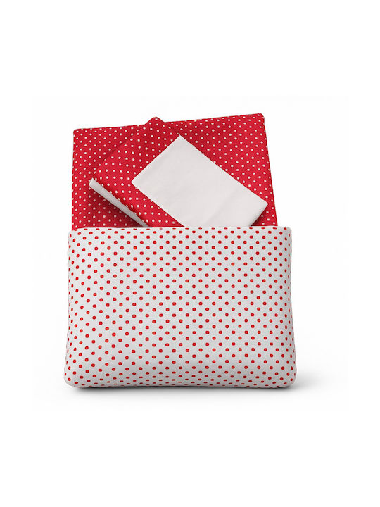 Beboulino Poua Baby Sheets Set Crib Cotton Red 95x150cm 2pcs