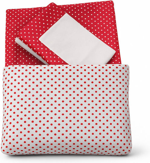 Beboulino Poua Baby Sheets Set Crib Cotton Red 95x150cm 2pcs