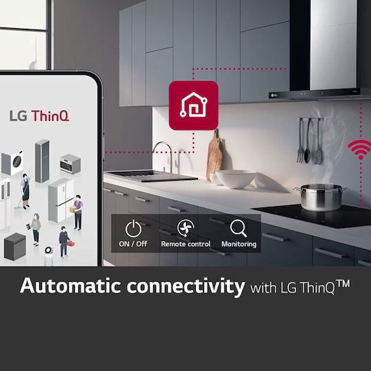 LG Abzugshaube Schornstein 60cm Inox mit Wi-Fi