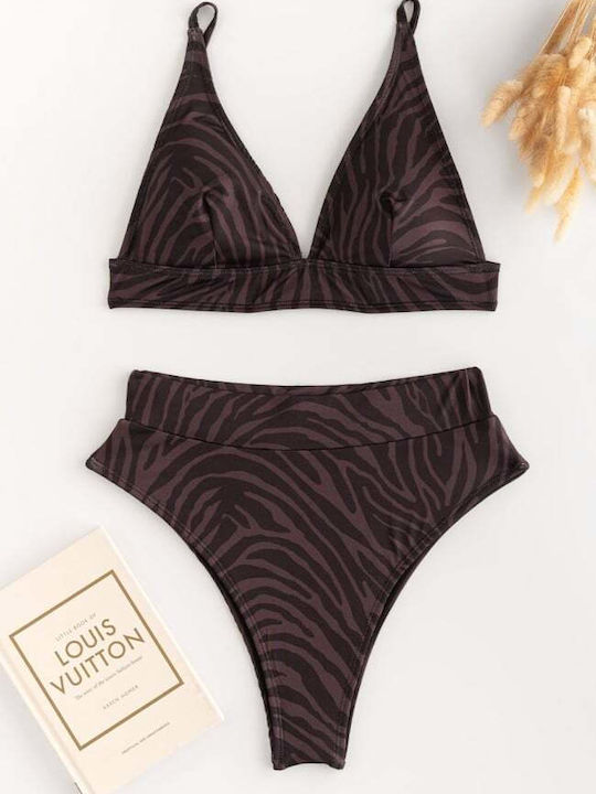 Bikini Set High Waist Animal Print Black