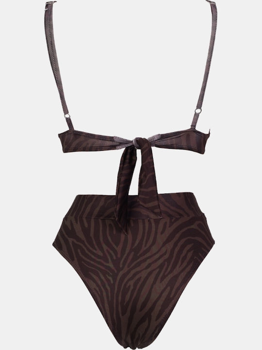 Bikini Set High Waist Animal Print Black