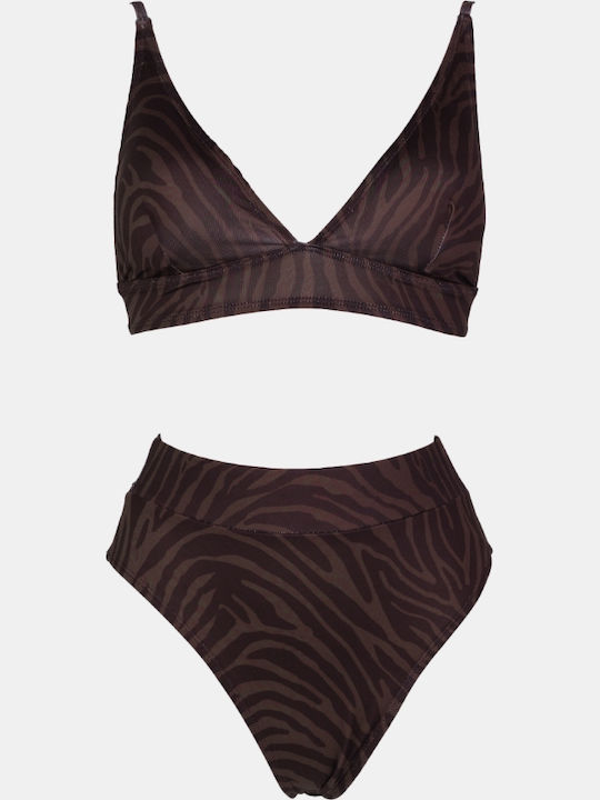 Bikini Set High Waist Animal Print Black