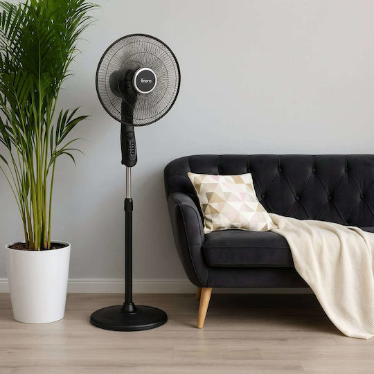 Ανεμιστήρας Ορθοστάτης 55W Διαμέτρου 40cm με Τηλεχειριστήριο Μαύρος