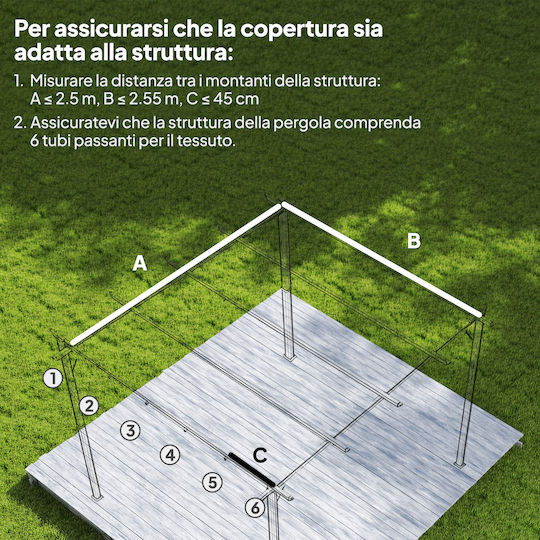 Acoperiș De Schimb Pentru Pergolă 3 X 3 M Retractabil Orificii De Drenaj Rezistent La Intemperii Poliester Bej