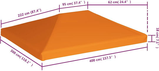 vidaXL Κάλυμμα για Κιόσκι 310gr/m² Πορτοκαλί με Επίστρωση PVC 3x4m