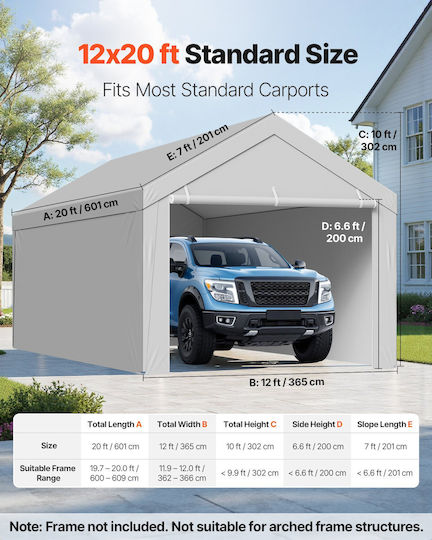 Vevor Κάλυμμα για Κιόσκι Γκρι με Επίστρωση PU 3.6x6m