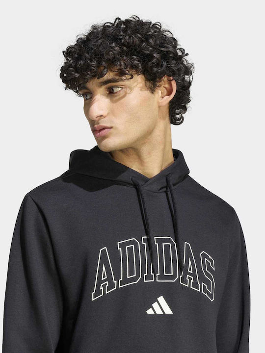 Collegiate Sweatshirt with Hood Black