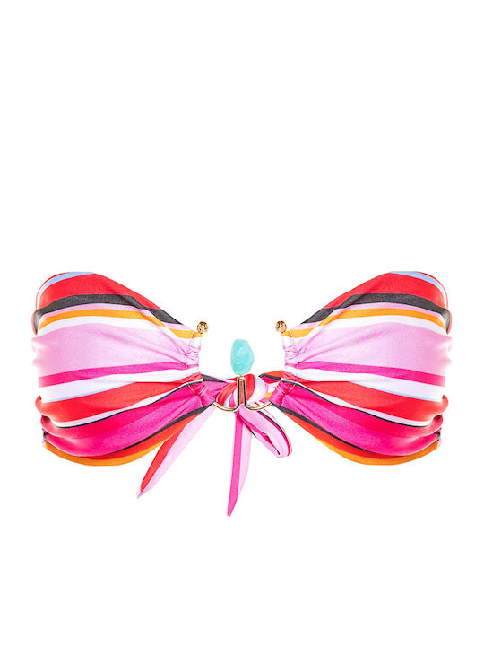 Strapless Bikini Top Red Light Blue Fuchsia