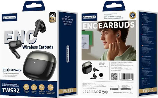 Jellico TWS 32 In-ear Bluetooth Handsfree Ακουστικά με Θήκη Φόρτισης Μαύρα