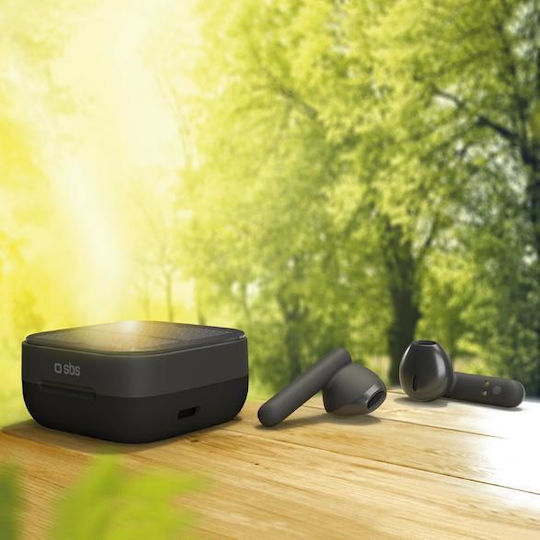 SBS Solar Twin Kobo Earbud Bluetooth Handsfree Ακουστικά με Θήκη Φόρτισης Μαύρα