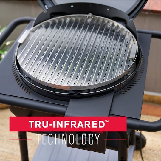 Char-Broil Patio Bistro E2COAL Floor Electric Grill With Grate and Grooved Plate 2100W Inox With Lid 44.4x44.4cm