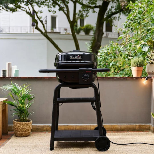 Char-Broil Patio Bistro E2COAL Floor Electric Grill With Grate and Grooved Plate 2100W Inox With Lid 44.4x44.4cm