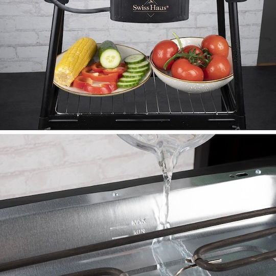 Swiss Haus Schweizer Haus Elektrischer Grill Tischplatte 2000W mit Einstellbarem Thermostat 38x22cm