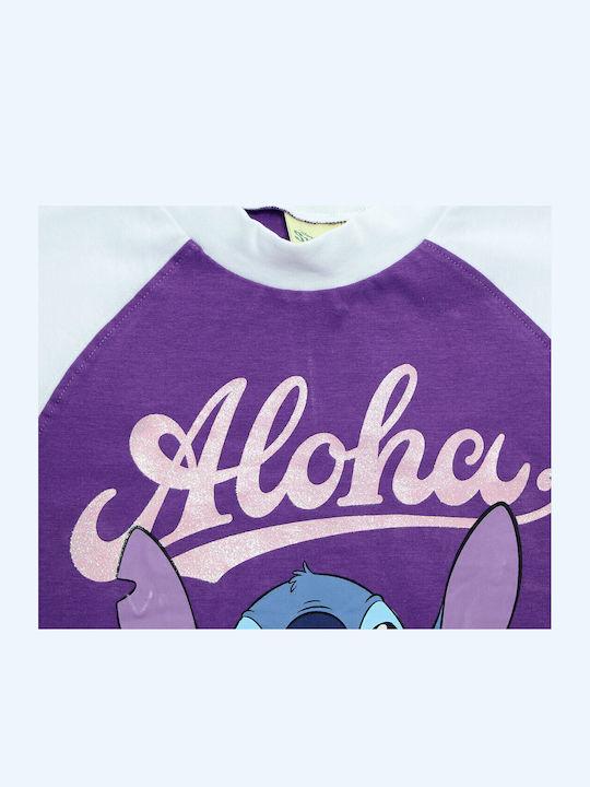 Детски Комплект със Шорти Лятно 2 Части Лилав Lilo & Stitch