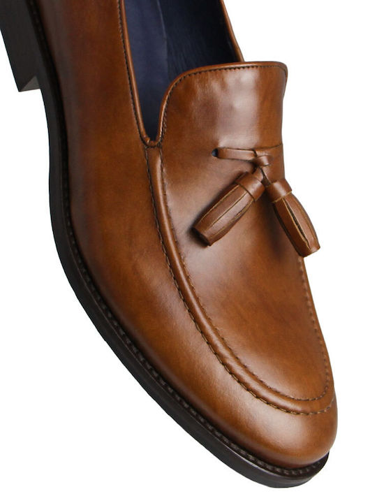 Leather Men's Moccasins In Tabac Brown Colour