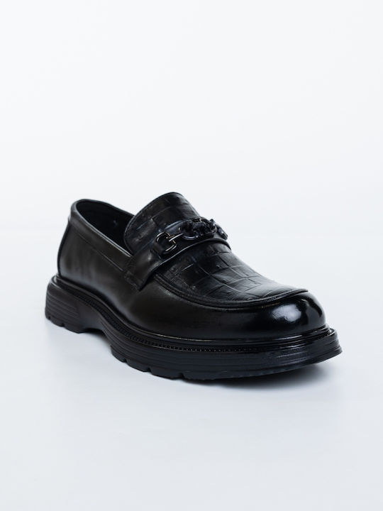 Loafers Din Piele Pentru Bărbați În Culoare Neagră