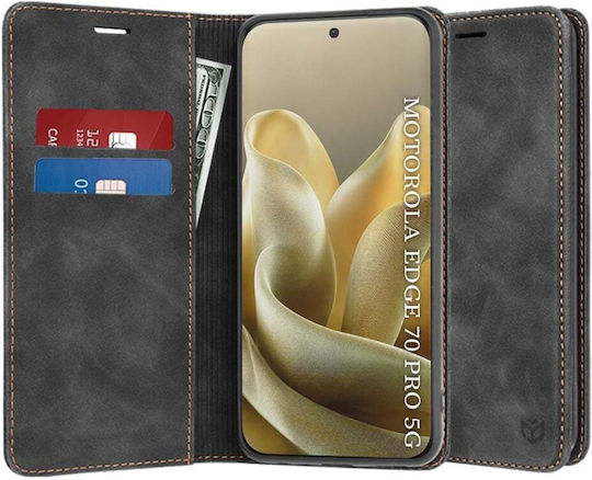Husă Premium Eco Piele Wallet Motorola Edge 70 Pro Set Autocolante Wallet Interior Husă Confortabilă Neagră