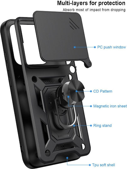 Husă Motorola Edge 70 Pro Protecție Cameră Set Inel Magnetic Autocolant Camshield Negru