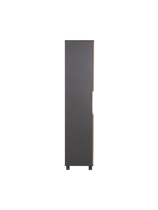 Βιβλιοθήκη Mavix Γκρι-καρυδι 80x40x180εκ.