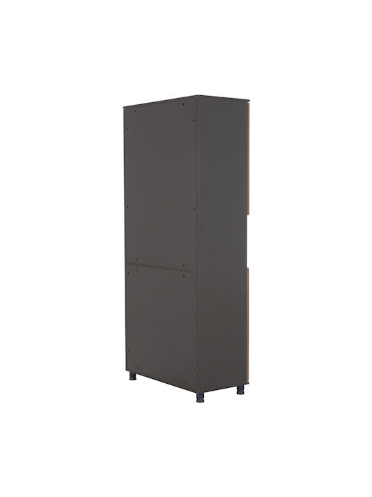 Βιβλιοθήκη Mavix Γκρι-καρυδι 80x40x180εκ.