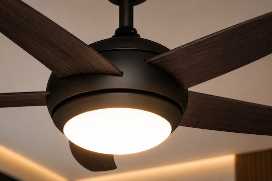 Gruppe L44001 Ceiling Fan 112cm with Light Wood